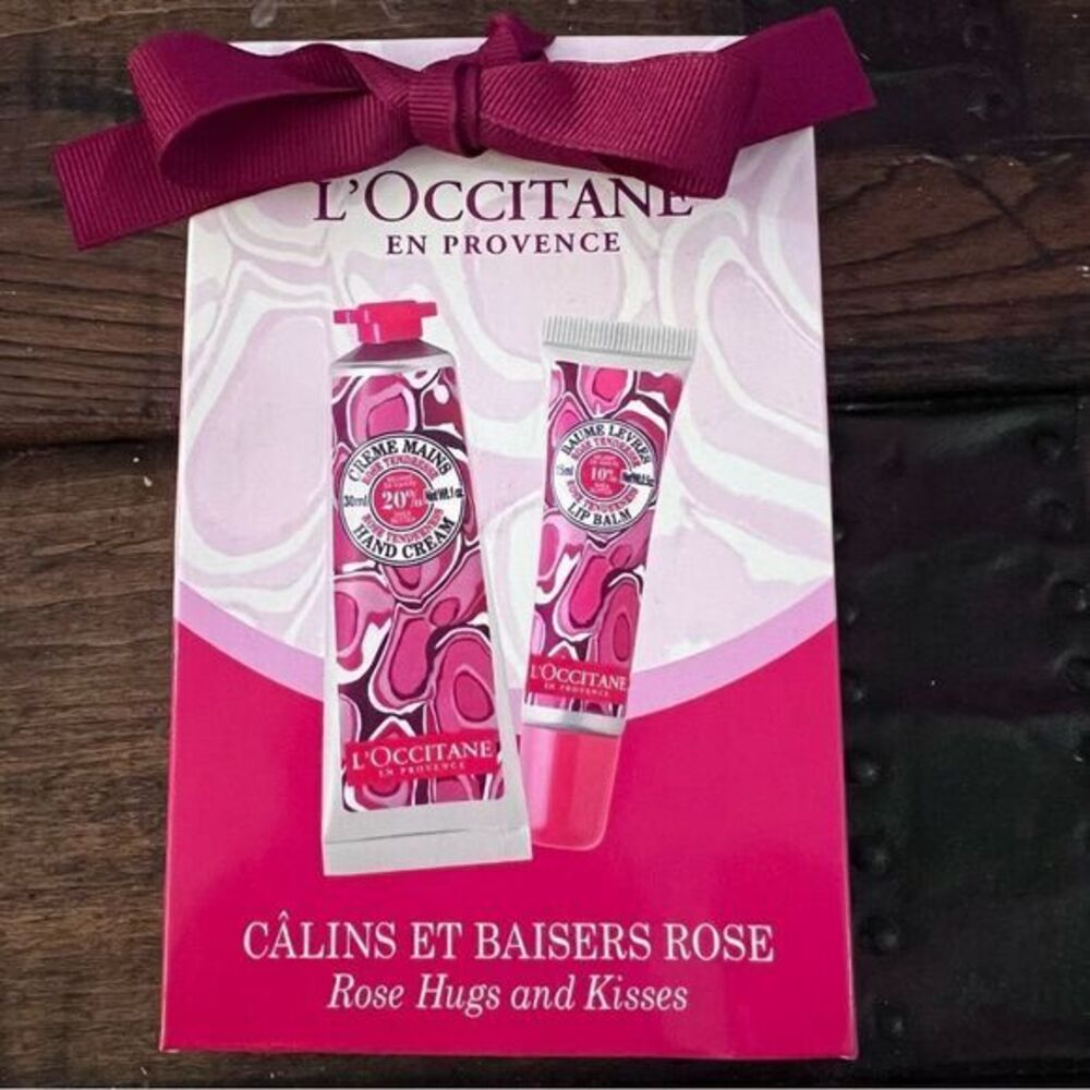 L’occitane Rose Hugs & Kisses hand cream and lip balm duo set